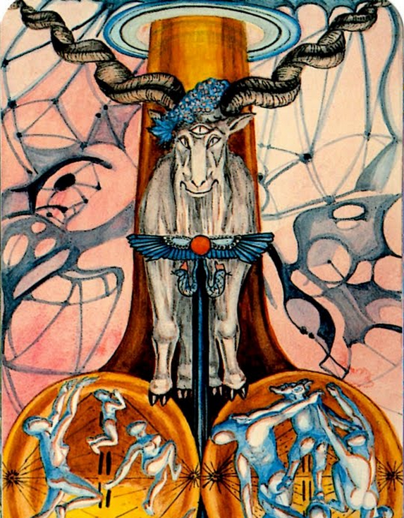 A.C. & Frieda Harris - Thoth Tarot  il diavolo - Opera esposta alla Biennale di Venezia